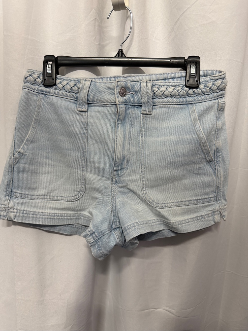 American Eagle Outfitters Light Wash Denim Shorts with Braided Waist